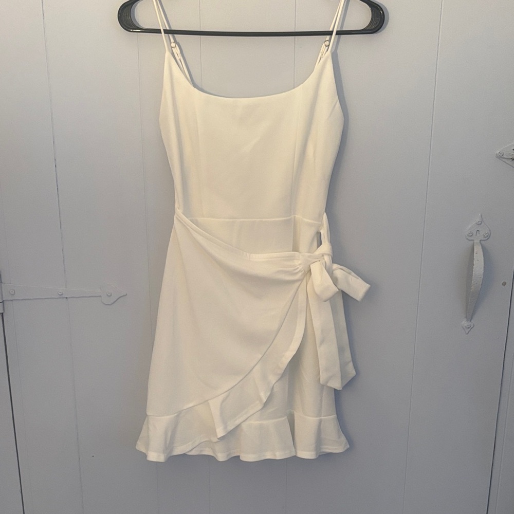 Lucy in the Sky White Wrap Mini Dress